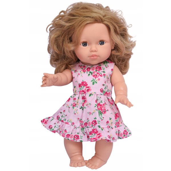 Kleid für 34–38 cm große Miniland Minikane-Puppe aus Baumwolle mit Blumenmuster