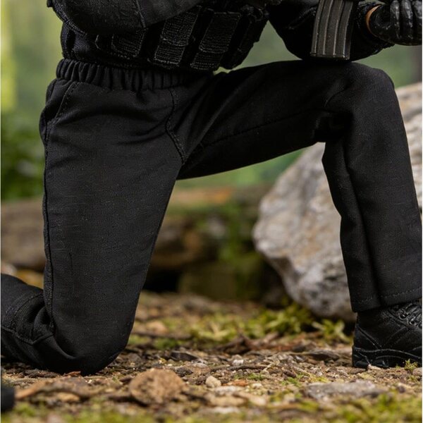 Pantaloni TISHITA per Action Figure Uomo 1:6, Nero, Tessuto Morbido e Design Sportivo