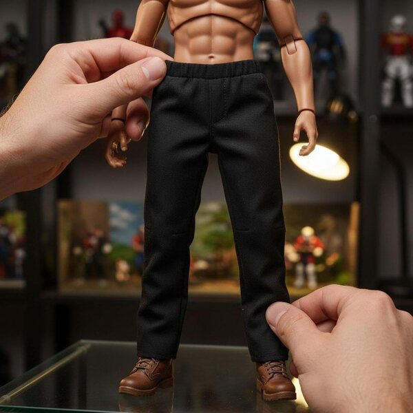 Pantaloni TISHITA per Action Figure Uomo 1:6, Nero, Tessuto Morbido e Design Sportivo