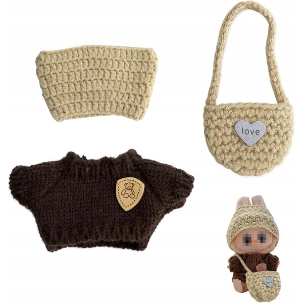 Kleidungsset für 17-cm-Puppen mit Accessoires, Pullover und Mütze