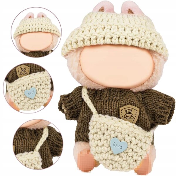 Kleidungsset für 17-cm-Puppen mit Accessoires, Pullover und Mütze