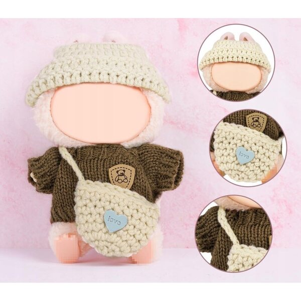 Kleidungsset für 17-cm-Puppen mit Accessoires, Pullover und Mütze