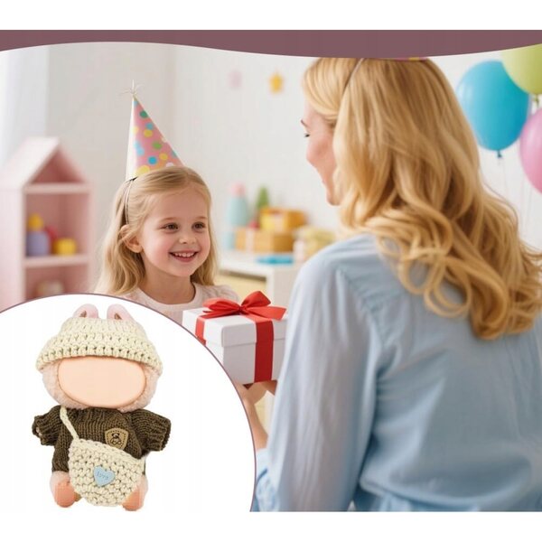 Kleidungsset für 17-cm-Puppen mit Accessoires, Pullover und Mütze