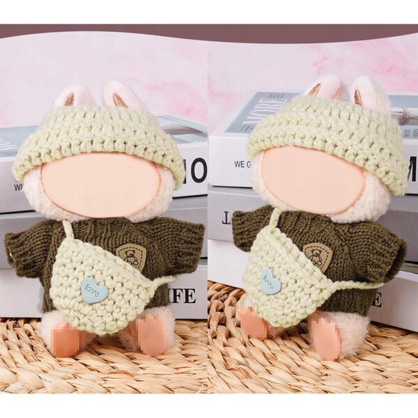 Kleidungsset für 17-cm-Puppen mit Accessoires, Pullover und Mütze