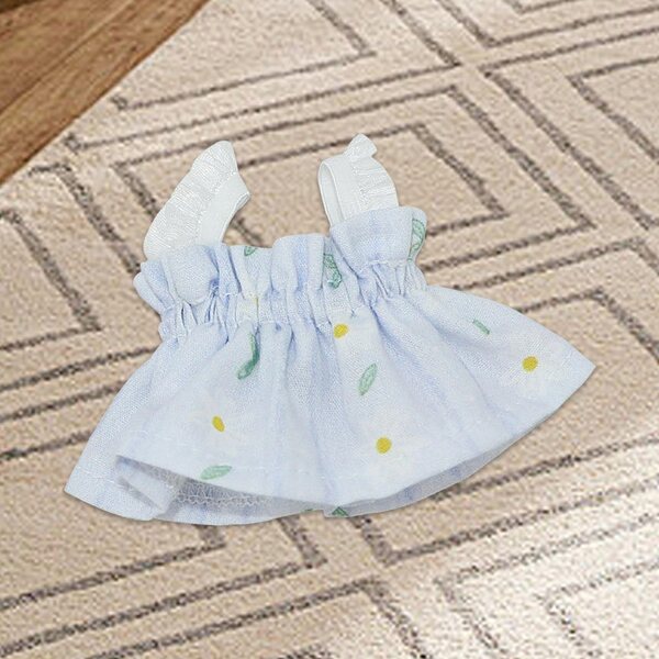 Lila Kleid für 17cm Puppen - Kleid mit Trägern, handgefertigt