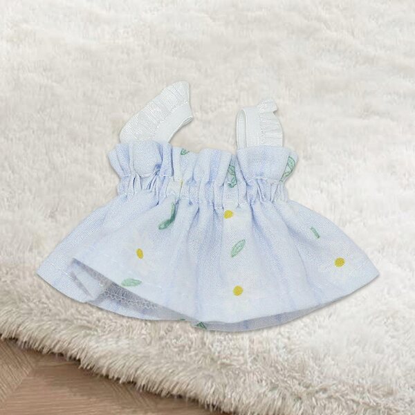 Lila Kleid für 17cm Puppen - Kleid mit Trägern, handgefertigt