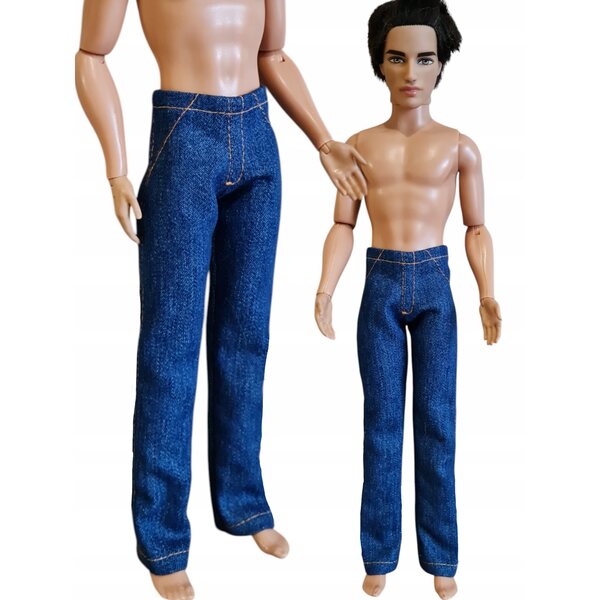 Dunkelblaue Jeanshose für Jungenpuppen mit Klettverschluss