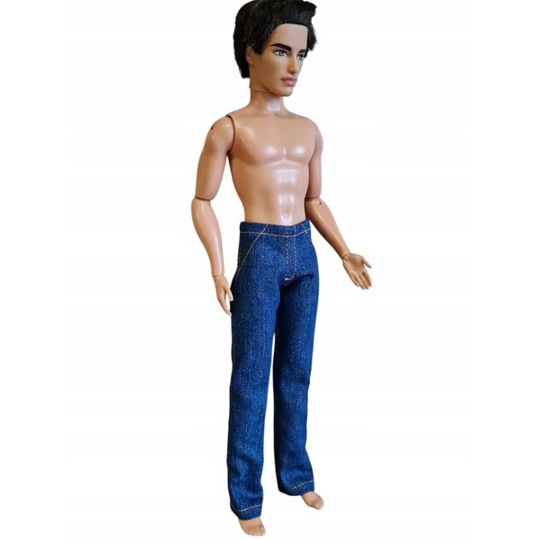 Dunkelblaue Jeanshose für Jungenpuppen mit Klettverschluss