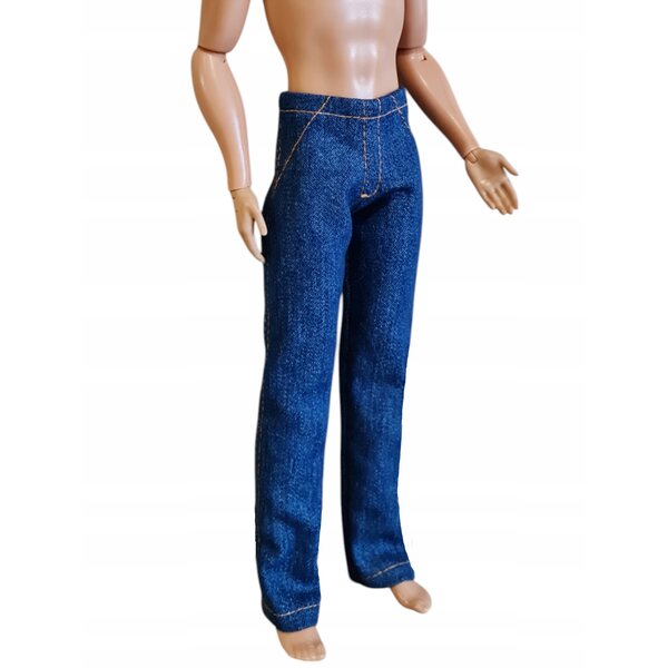 Dunkelblaue Jeanshose für Jungenpuppen mit Klettverschluss