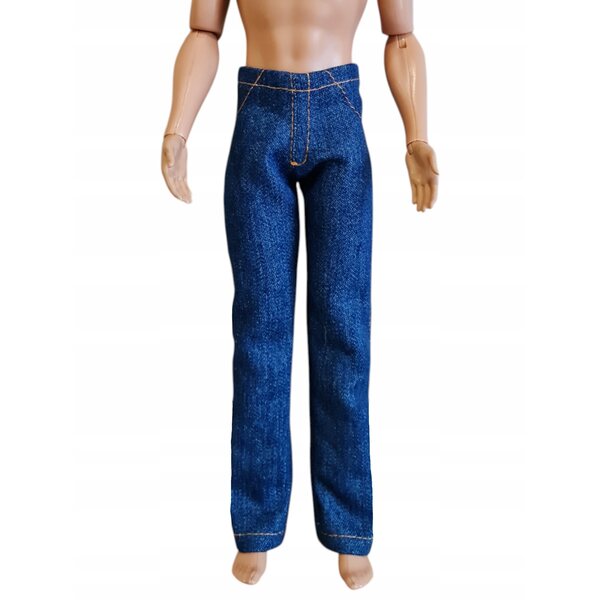 Dunkelblaue Jeanshose für Jungenpuppen mit Klettverschluss