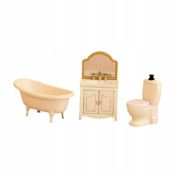 Set di 3 Mobili Miniatura Bagno 1:12 – Vasca, WC e Mobiletto in Metallo