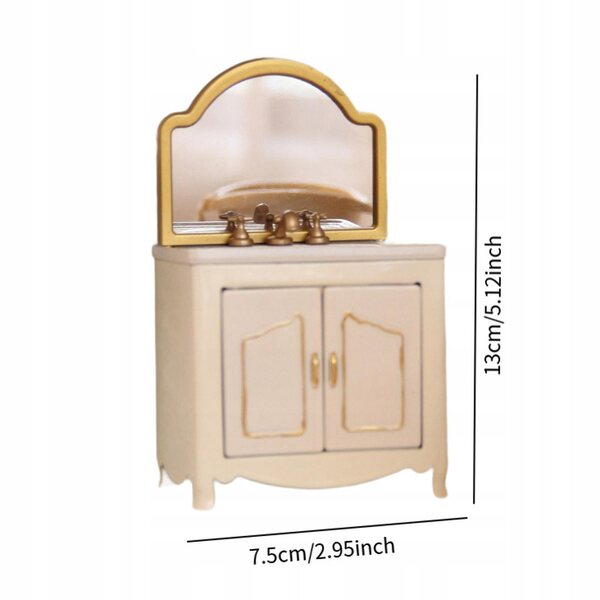 Set di 3 Mobili Miniatura Bagno 1:12 – Vasca, WC e Mobiletto in Metallo