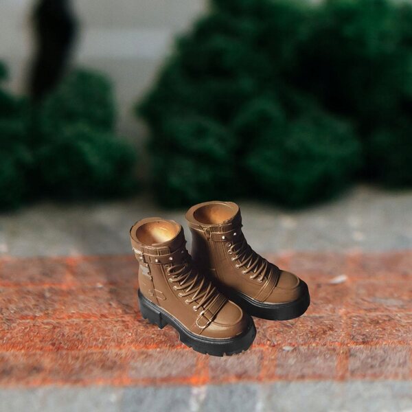 Khaki-Schuhe für 1:6-Puppen – weibliche Stiefeletten für Actionfiguren