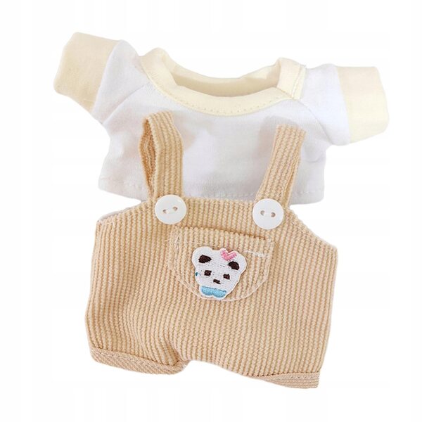 2-teiliges Kleidungsset für 17-cm-Puppen, Hose mit Aufhängern und Khaki-T-Shirt