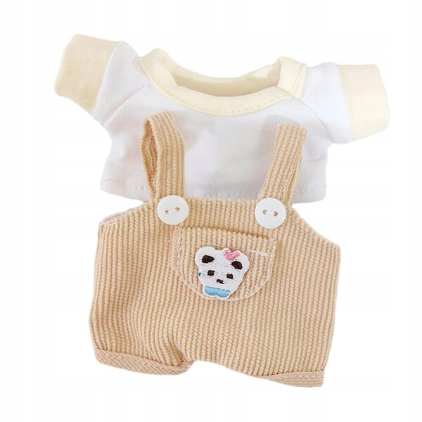 2-teiliges Kleidungsset für 17-cm-Puppen, Hose mit Aufhängern und Khaki-T-Shirt