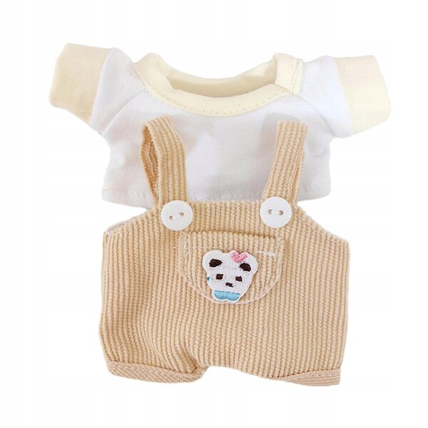 2-teiliges Kleidungsset für 17-cm-Puppen, Hose mit Aufhängern und Khaki-T-Shirt