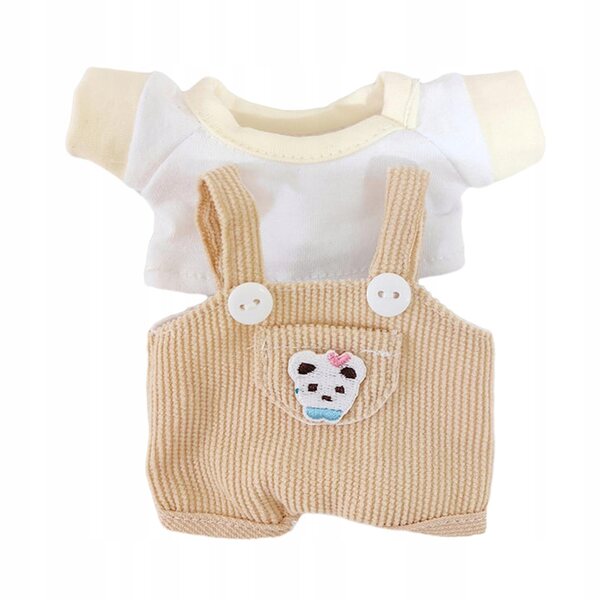 2-teiliges Kleidungsset für 17-cm-Puppen, Hose mit Aufhängern und Khaki-T-Shirt