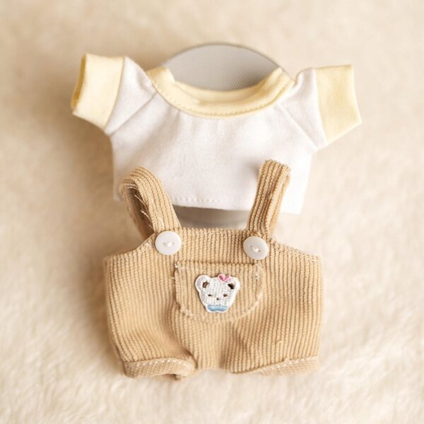 2-teiliges Kleidungsset für 17-cm-Puppen, Hose mit Aufhängern und Khaki-T-Shirt