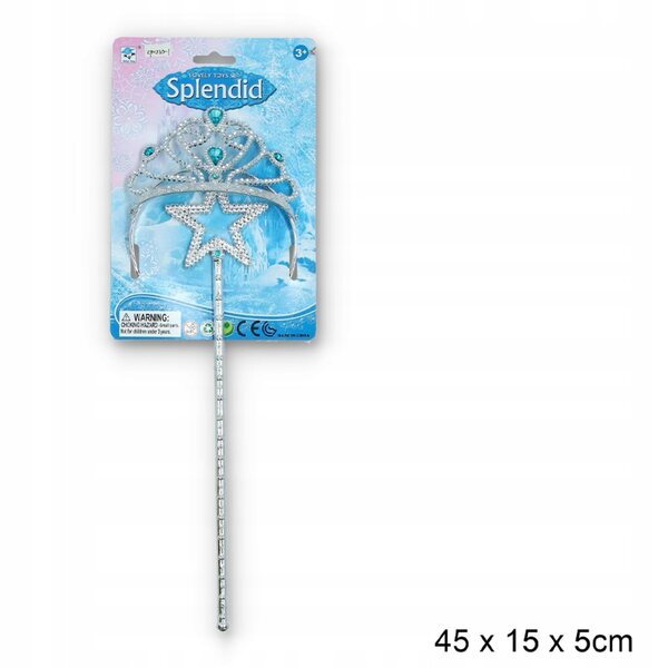 Set Gioielli per Bambina Principessa con Diadema e Bacchetta Magica in Plastica