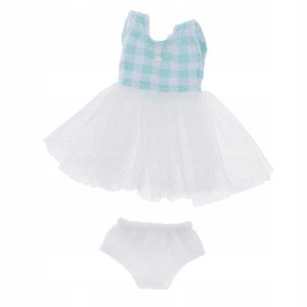 Set vestiti in tulle per bambole 1:12 con gonna e lingerie verde 11 cm