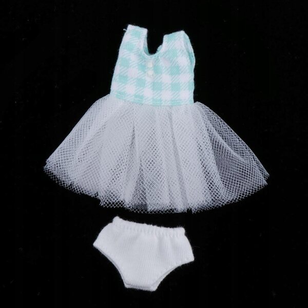 Set vestiti in tulle per bambole 1:12 con gonna e lingerie verde 11 cm