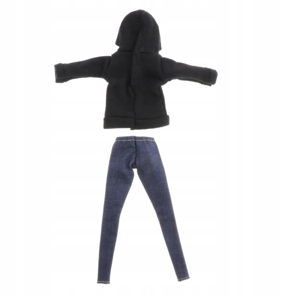 1/6 Puppenkleidung schwarze Kapuze mit Jeans für Blythe- und BJD-Puppen