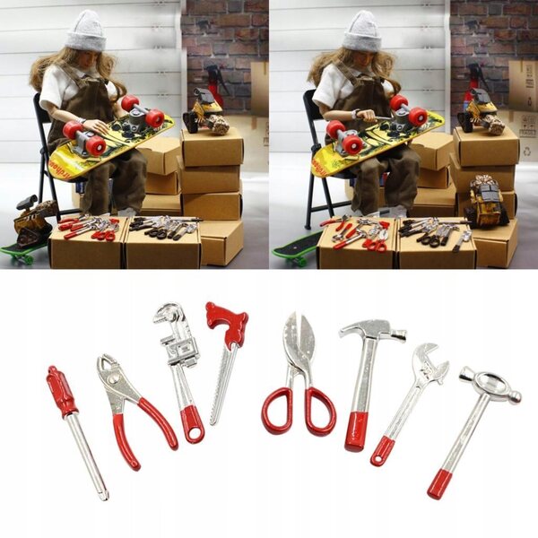 1/6 Metallwerkzeugset für Wartungs-Actionfiguren 12 Zoll, rot 8-teilig