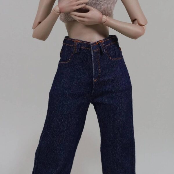 Jeans a Gamba Larga per Bambole 1/6 Predolo Nero Stile Originale e Realistico