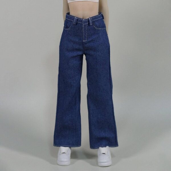 Jeans a Gamba Larga per Bambole 1/6 Predolo Nero Stile Originale e Realistico