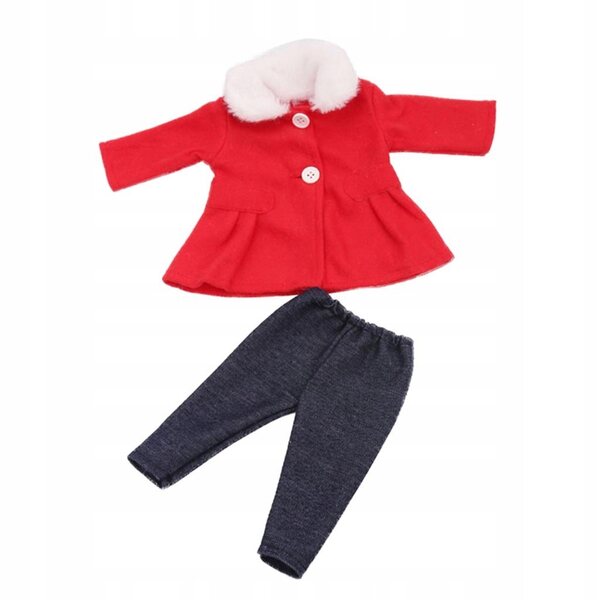 Set abbigliamento rosso per bambole 18 pollici: cappotto e pantaloni invernali