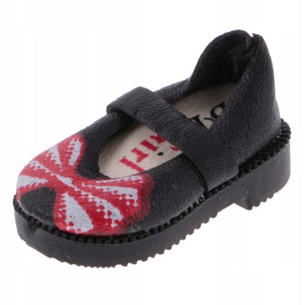Flache Schuhe aus schwarzem PU-Leder für 1/6 Blythe-Puppen, 3,2 cm, 1 Paar