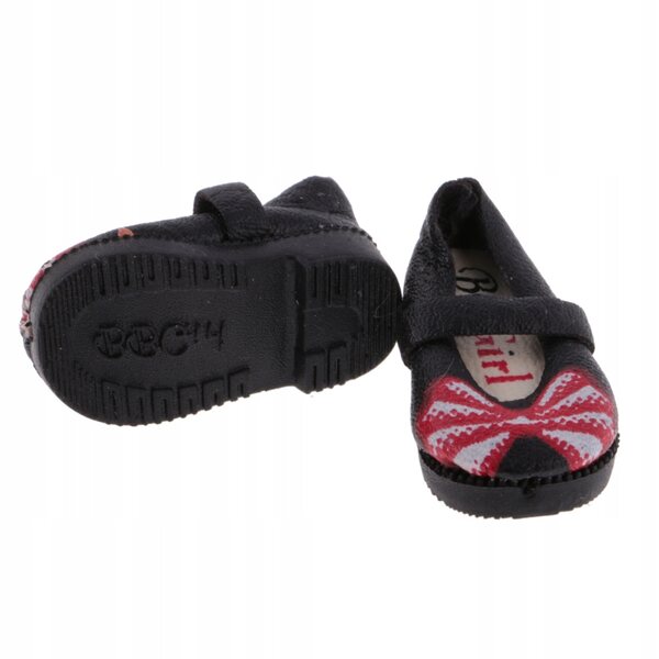 Flache Schuhe aus schwarzem PU-Leder für 1/6 Blythe-Puppen, 3,2 cm, 1 Paar