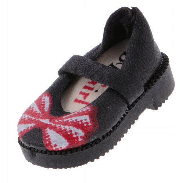 Flache Schuhe aus schwarzem PU-Leder für 1/6 Blythe-Puppen, 3,2 cm, 1 Paar