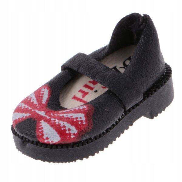 Flache Schuhe aus schwarzem PU-Leder für 1/6 Blythe-Puppen, 3,2 cm, 1 Paar