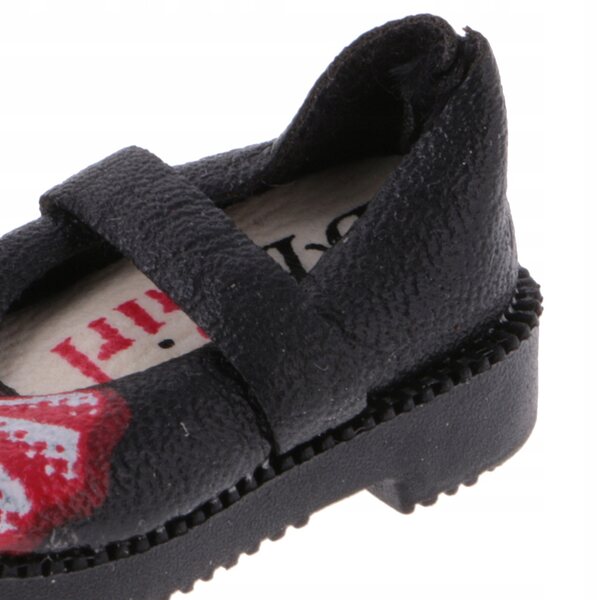 Flache Schuhe aus schwarzem PU-Leder für 1/6 Blythe-Puppen, 3,2 cm, 1 Paar