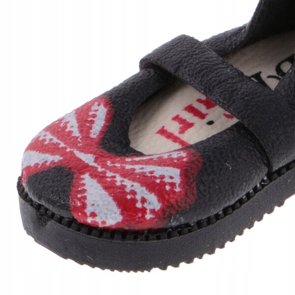 Flache Schuhe aus schwarzem PU-Leder für 1/6 Blythe-Puppen, 3,2 cm, 1 Paar