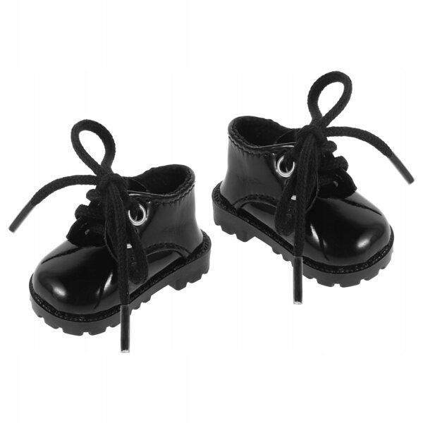 Mini Scarpe Nere in Ecopelle per Bambole da 15 a 20 cm - Eleganti e Facili da Indossare