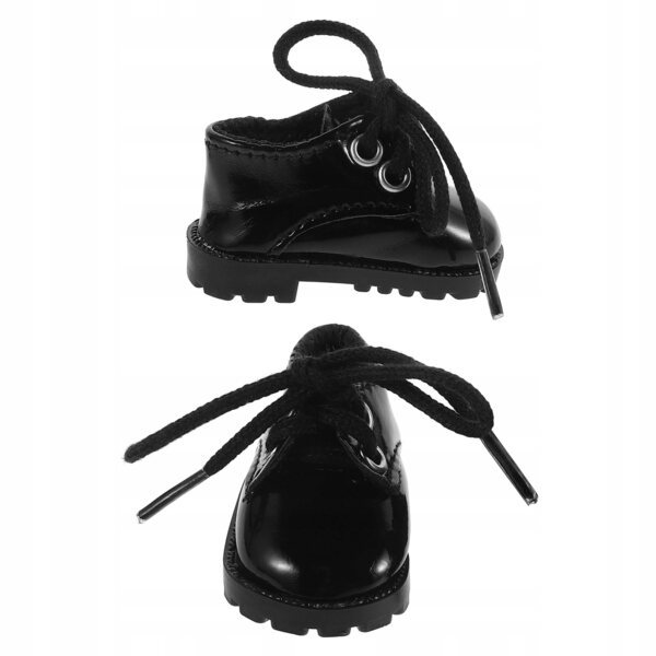 Mini Scarpe Nere in Ecopelle per Bambole da 15 a 20 cm - Eleganti e Facili da Indossare