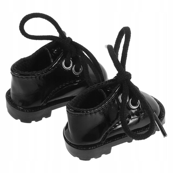 Mini Scarpe Nere in Ecopelle per Bambole da 15 a 20 cm - Eleganti e Facili da Indossare