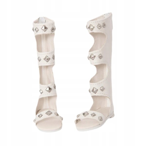 Sandali romani bianchi per bambole 1/4 PU con cerniera, accessori estivi