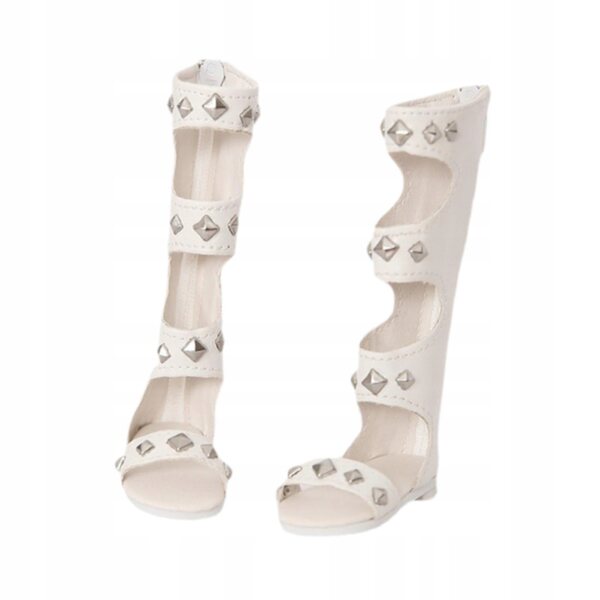 Sandali romani bianchi per bambole 1/4 PU con cerniera, accessori estivi