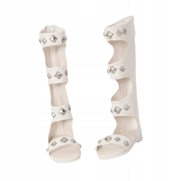 Sandali romani bianchi per bambole 1/4 PU con cerniera, accessori estivi