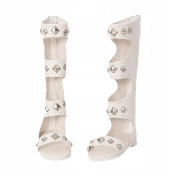 Sandali romani bianchi per bambole 1/4 PU con cerniera, accessori estivi