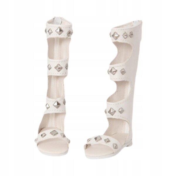 Sandali romani bianchi per bambole 1/4 PU con cerniera, accessori estivi