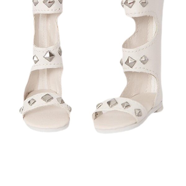 Sandali romani bianchi per bambole 1/4 PU con cerniera, accessori estivi