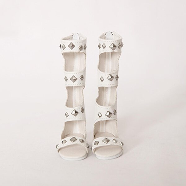 Sandali romani bianchi per bambole 1/4 PU con cerniera, accessori estivi