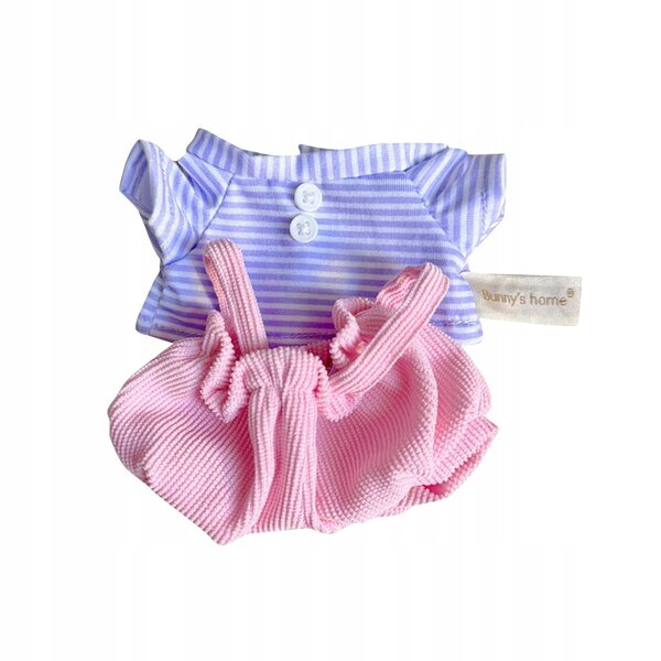 Ubranka pluszowe per bambole 20 cm con pantaloni e maglietta viola e bianco a righe
