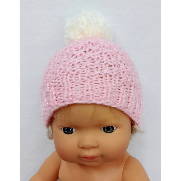 Cappellino in lana con pon pon per bambola 38 cm - accessorio artigianale