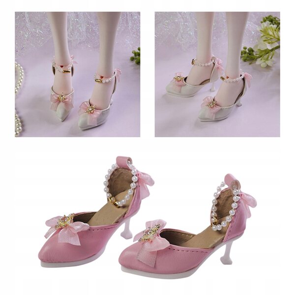 Scarpe con tacco 1/4 per bambole 42-45 cm, accessorio costume rosa comodo
