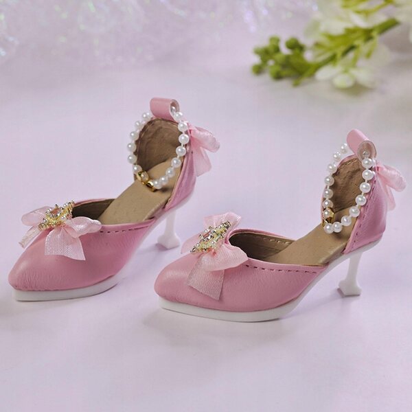 Scarpe con tacco 1/4 per bambole 42-45 cm, accessorio costume rosa comodo